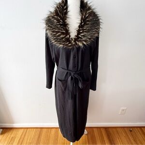 Vintage Women Penny Lane Faux Fur Duster Cardigan XL Indie Whimsigoth Mob Wife